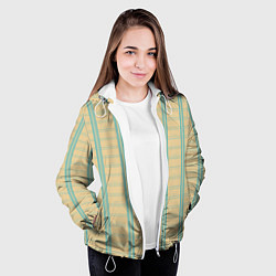 Куртка с капюшоном женская Color beige cage light blue stripes, цвет: 3D-белый — фото 2