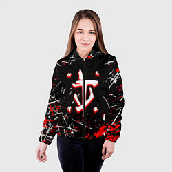 Куртка с капюшоном женская Doom краски штрихи, цвет: 3D-черный — фото 2
