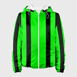 Куртка с капюшоном женская Color black and green stripes, цвет: 3D-белый