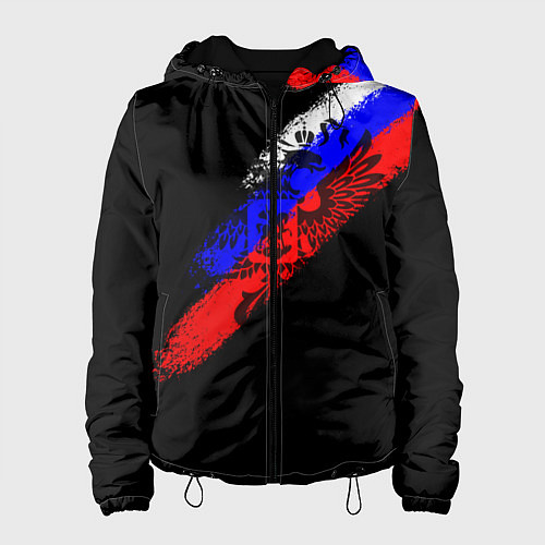 Женская куртка Герб на фоне цветов флага на чёрном фоне / 3D-Черный – фото 1