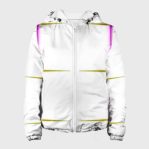 Женская куртка Color white pink yellow stripes / 3D-Белый – фото 1