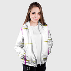 Куртка с капюшоном женская Color white pink yellow stripes, цвет: 3D-белый — фото 2
