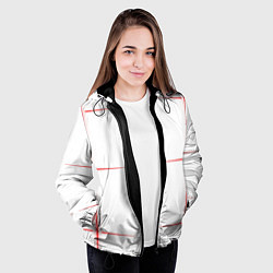 Куртка с капюшоном женская Color white red stripes, цвет: 3D-черный — фото 2