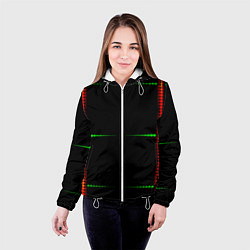 Куртка с капюшоном женская Color black green orange stripes, цвет: 3D-белый — фото 2