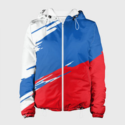 Куртка с капюшоном женская Белый Синий Красный, цвет: 3D-белый