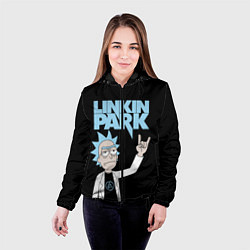 Куртка с капюшоном женская Linkin Park и Рик Санчес из Рик и Морти, цвет: 3D-черный — фото 2