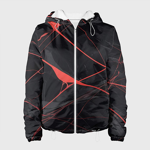 Женская куртка Текстура мрамора с красными полосками / 3D-Белый – фото 1