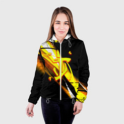 Куртка с капюшоном женская Doom геометрия из полос, цвет: 3D-белый — фото 2