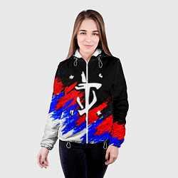 Куртка с капюшоном женская Doom триколор краски, цвет: 3D-белый — фото 2
