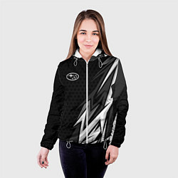 Куртка с капюшоном женская Subaru - монохромный черный, цвет: 3D-белый — фото 2