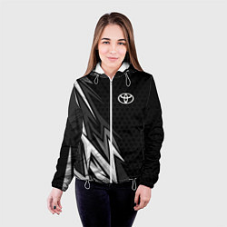 Куртка с капюшоном женская Toyota - монохром, цвет: 3D-белый — фото 2