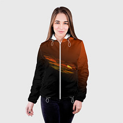 Куртка с капюшоном женская Орел в облаках - градиент, цвет: 3D-белый — фото 2