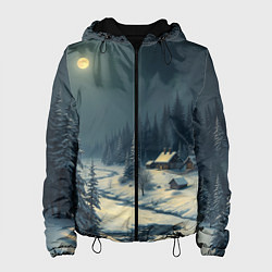 Женская куртка Лунная зимняя ночь в лесу у реки