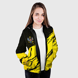 Куртка с капюшоном женская Российская империя - Желтые потертости, цвет: 3D-черный — фото 2
