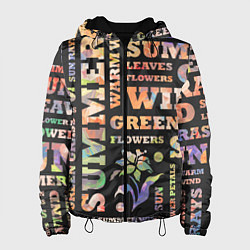Куртка с капюшоном женская Лето, буквы pattern, цвет: 3D-черный