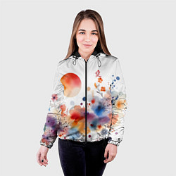 Куртка с капюшоном женская Иероглиф любовь в цветочном паттерне, цвет: 3D-черный — фото 2