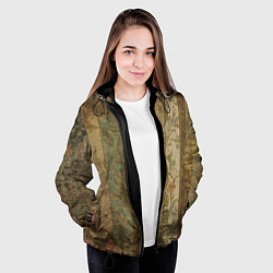 Куртка с капюшоном женская Винтажный коллаж из полос, цвет: 3D-черный — фото 2