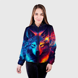 Куртка с капюшоном женская Волк льда и пламени, цвет: 3D-черный — фото 2