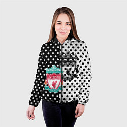Куртка с капюшоном женская Liverpool черно белые точки, цвет: 3D-черный — фото 2