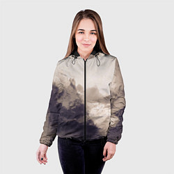 Куртка с капюшоном женская Сепия абстрактная горная река, цвет: 3D-черный — фото 2