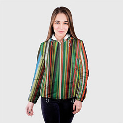 Куртка с капюшоном женская Полоски ткани, цвет: 3D-белый — фото 2