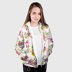 Куртка с капюшоном женская Розовый букеты, цвет: 3D-белый — фото 2