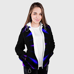 Куртка с капюшоном женская Color black neon stripes, цвет: 3D-белый — фото 2