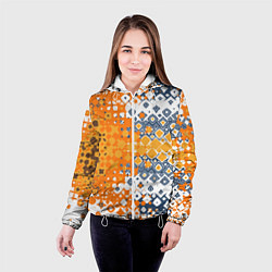 Куртка с капюшоном женская Геометрические разводы, цвет: 3D-белый — фото 2