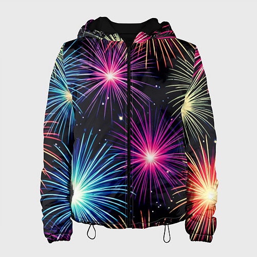 Женская куртка Стилизованный праздничный салют / 3D-Черный – фото 1