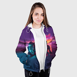 Куртка с капюшоном женская Venom near his motorcycle - ai art fantasy, цвет: 3D-белый — фото 2