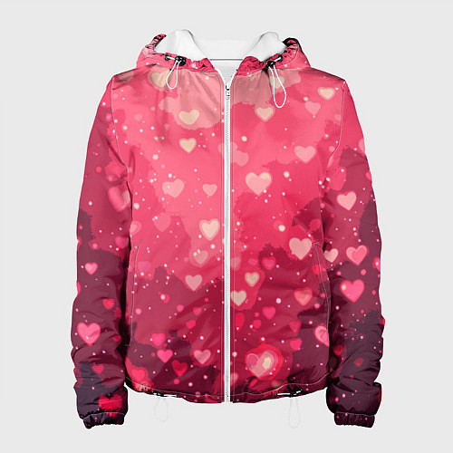 Женская куртка Розовый с сердечками паттерн / 3D-Белый – фото 1