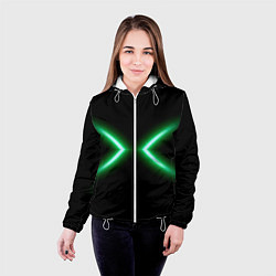 Куртка с капюшоном женская Neon green lines, цвет: 3D-белый — фото 2