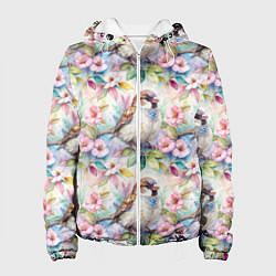 Женская куртка Воробей в ярких цветах паттерн