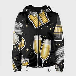 Куртка с капюшоном женская Новогодний вайб, цвет: 3D-черный