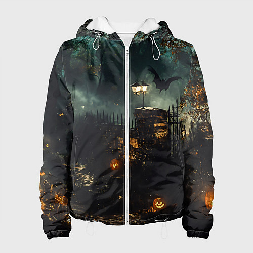 Женская куртка Ночь тыкв и теней / 3D-Белый – фото 1