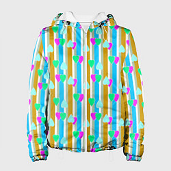 Женская куртка Полосатый с сердечками ретро в горошек