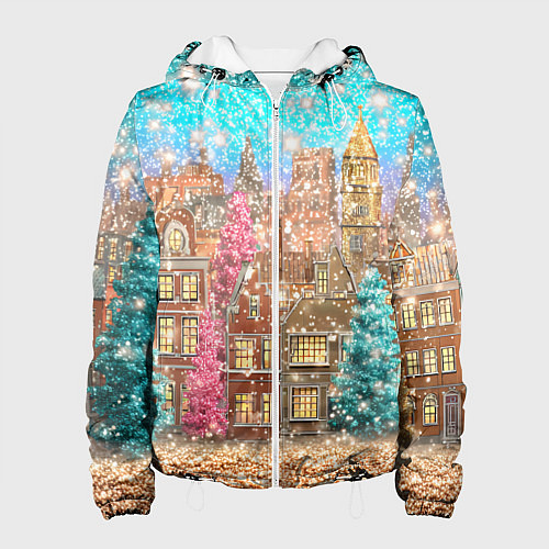 Женская куртка Новогодний город в блестках / 3D-Белый – фото 1