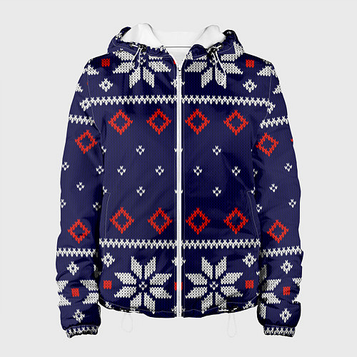 Женская куртка Вязаный новогодний узор / 3D-Белый – фото 1