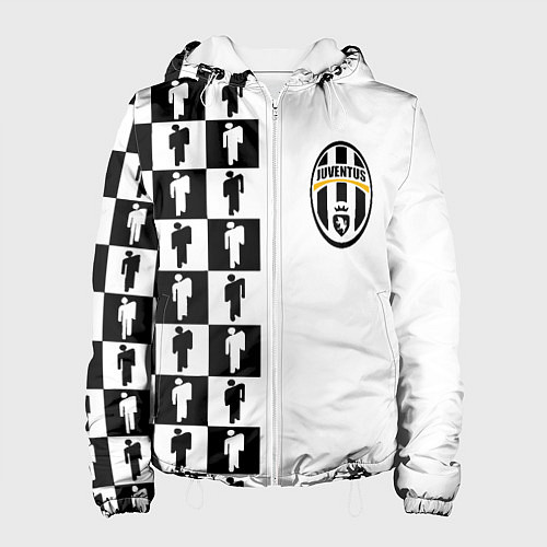 Женская куртка Ювентус паттерн люди / 3D-Белый – фото 1