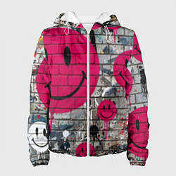Женская куртка Розовые смайлы граффити
