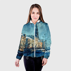 Куртка с капюшоном женская Снегопад в Санкт-Петербурге, цвет: 3D-белый — фото 2