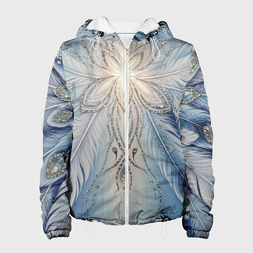 Женская куртка Ледяной перьевой орнамент со светом / 3D-Белый – фото 1