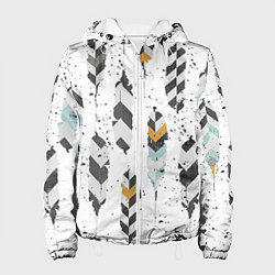 Куртка с капюшоном женская Перья, цвет: 3D-белый