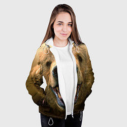 Куртка с капюшоном женская Взгляд медведя, цвет: 3D-белый — фото 2