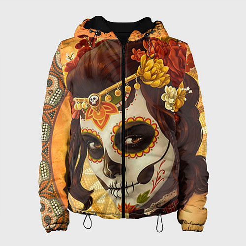Женская куртка Девушка. Сахарный череп / 3D-Черный – фото 1