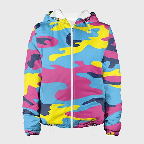 Женская куртка Камуфляж: голубой/розовый/желтый / 3D-Белый – фото 1