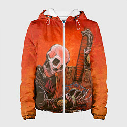Куртка с капюшоном женская Скелет с гитарой, цвет: 3D-белый