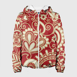 Куртка с капюшоном женская Хохломская роспись, цвет: 3D-белый
