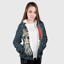 Куртка с капюшоном женская Санта хипстер, цвет: 3D-белый — фото 2