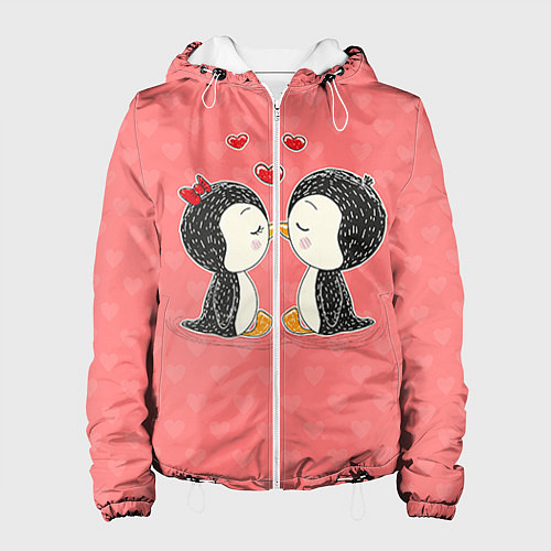 Женская куртка Влюбленные пингвины / 3D-Белый – фото 1